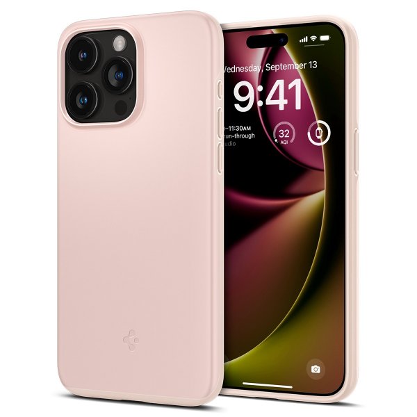Spigen iPhone 15 Pro Skal Thin Fit Pink Sand
