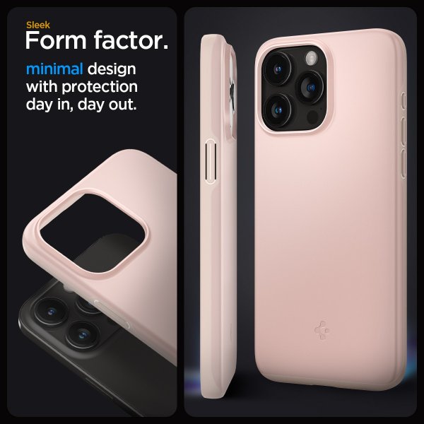 Spigen iPhone 15 Pro Skal Thin Fit Pink Sand