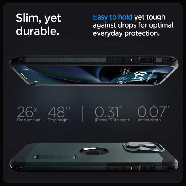 Spigen iPhone 15 Pro Skal Tough Armor MagFit Abyss Green