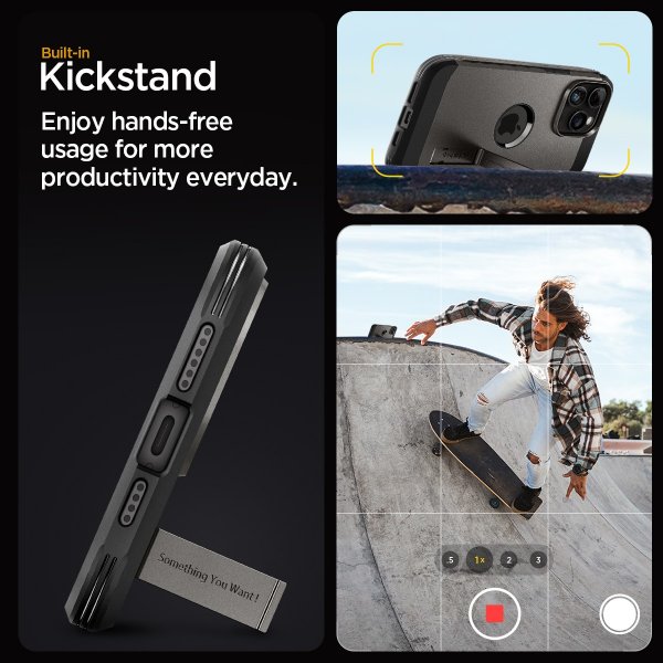 Spigen iPhone 15 Pro Skal Tough Armor MagFit Gunmetal