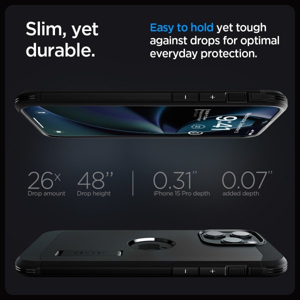 Spigen iPhone 15 Pro Skal Tough Armor MagFit Svart