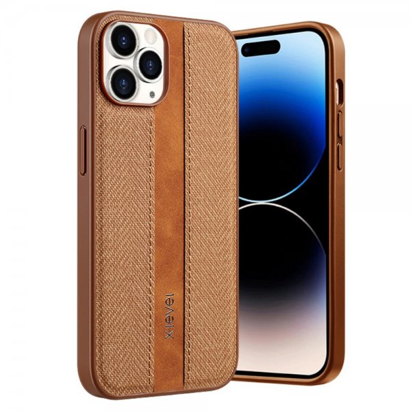 X-Level iPhone 15 Pro Skal Tygtextur Brun