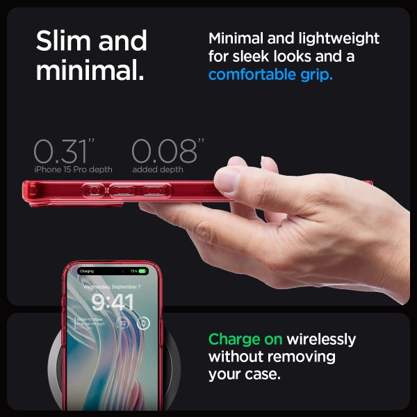 Spigen iPhone 15 Pro Skal Ultra Hybrid Deep Red