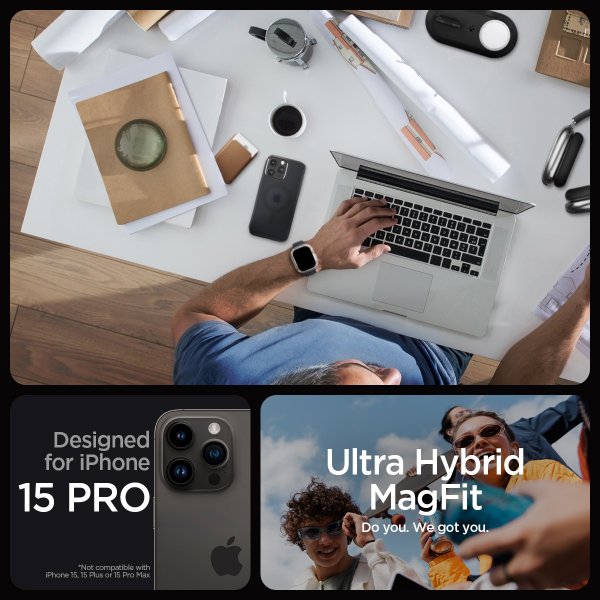 Spigen iPhone 15 Pro Skal Ultra Hybrid MagFit Frost Black