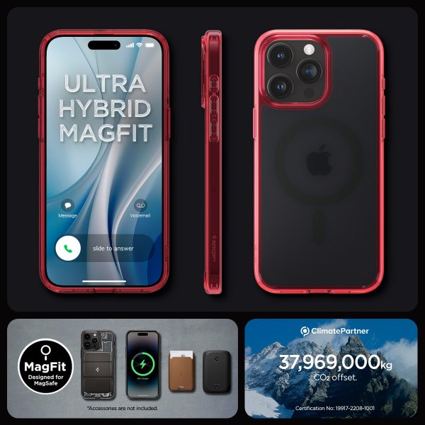 Spigen iPhone 15 Pro Skal Ultra Hybrid MagFit Frost Deep Red