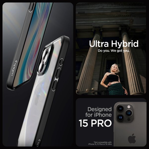 Spigen iPhone 15 Pro Skal Ultra Hybrid Matte Matte Black