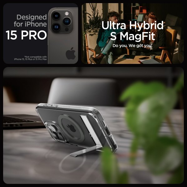 Spigen iPhone 15 Pro Skal Ultra Hybrid S MagFit Graphite