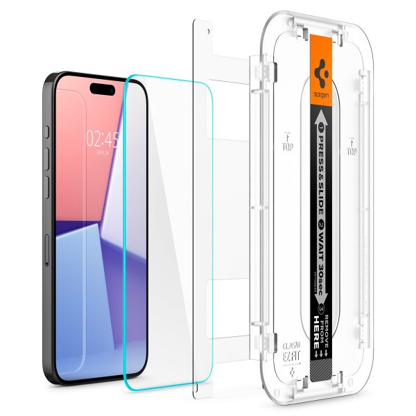 Spigen iPhone 15 Pro Skärmskydd GLAS.tR EZ Fit 2-pack