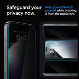 Spigen iPhone 15 Pro Skärmskydd GLAS.tR EZ Fit Privacy 2-pack