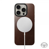 Nomad iPhone 15 Pro Skin Magnetic Leather Back Horween Rustic Brown
