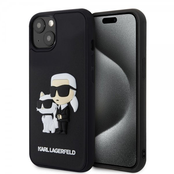 Karl Lagerfeld iPhone 15 Skal 3D Rubber Karl & Choupette Svart