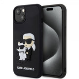 Karl Lagerfeld iPhone 15 Skal 3D Rubber Karl & Choupette Svart