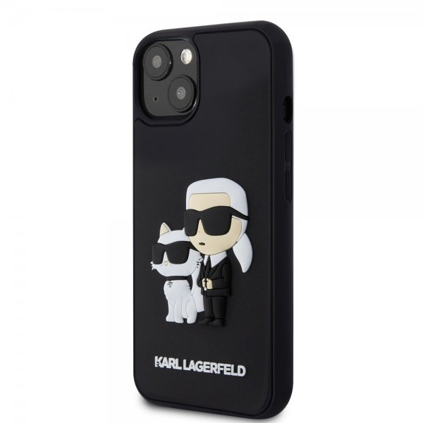 Karl Lagerfeld iPhone 15 Skal 3D Rubber Karl & Choupette Svart