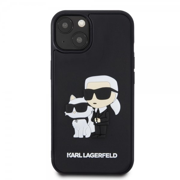 Karl Lagerfeld iPhone 15 Skal 3D Rubber Karl & Choupette Svart