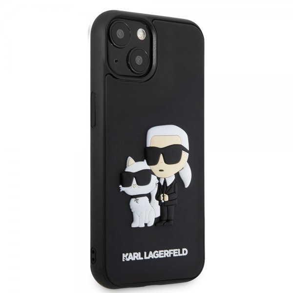 Karl Lagerfeld iPhone 15 Skal 3D Rubber Karl & Choupette Svart