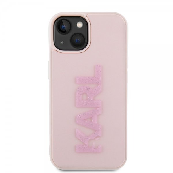 Karl Lagerfeld iPhone 15 Skal 3D Rubber Karl Rosa