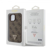 Guess iPhone 15 Skal 4G Metal Triangle Strass Brun