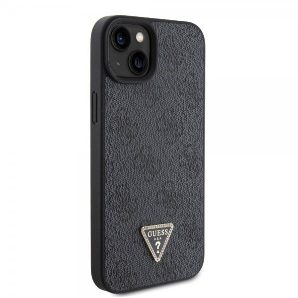 Guess iPhone 15 Skal 4G Metal Triangle Strass Svart