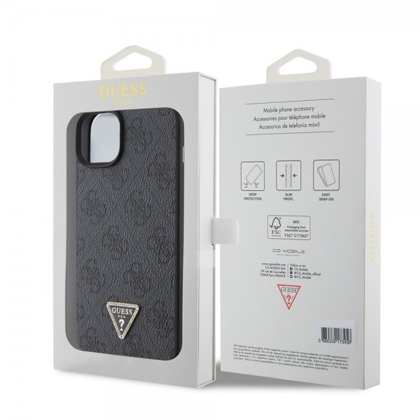 Guess iPhone 15 Skal 4G Metal Triangle Strass Svart