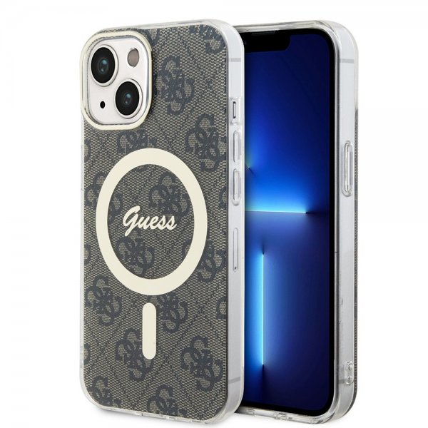 Guess iPhone 15 Skal 4G Pattern MagSafe Brun