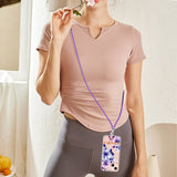 iPhone 15 Skal Blommönster med Strap Lila Begonia