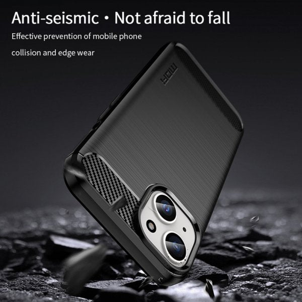 Mofi iPhone 15 Skal Borstad Kolfibertextur Svart