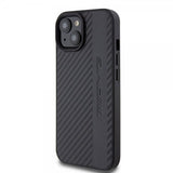 Mercedes Benz iPhone 15 Skal Carbon Effect Leather Stripe AMG Svart
