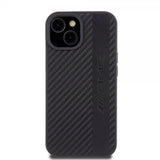 Mercedes Benz iPhone 15 Skal Carbon Effect Leather Stripe AMG Svart