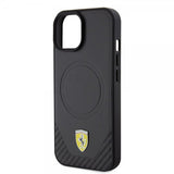 Ferrari iPhone 15 Skal Carbon PU Leather MagSafe Svart