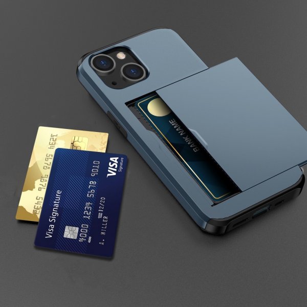 iPhone 15 Skal Card Slide Blå
