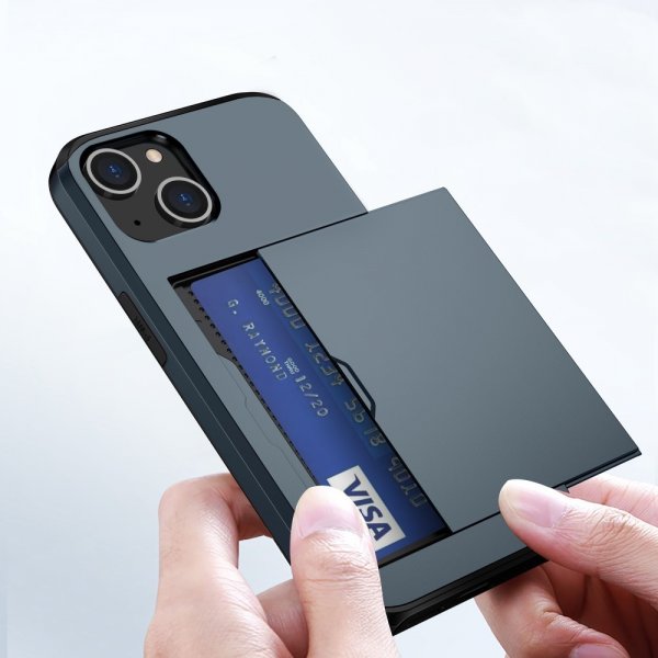 iPhone 15 Skal Card Slide Blå