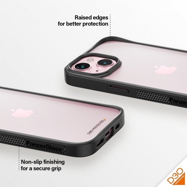 PanzerGlass iPhone 15 Skal ClearCase D3O Svart