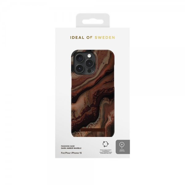 Ideal of Sweden iPhone 15 Skal Fashion Case MagSafe Dark Amber Marble