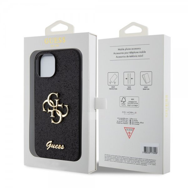 Guess iPhone 15 Skal Fixed Glitter Svart
