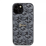 Guess iPhone 15 Skal G Cube Grip Stand Svart