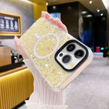 iPhone 15 Skal Glitter MagSafe Gul