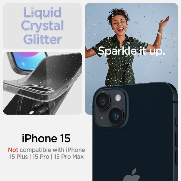Spigen iPhone 15 Skal Liquid Crystal Glitter Crystal Quartz