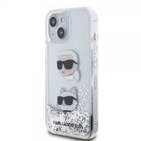 Karl Lagerfeld iPhone 15 Skal Liquid Glitter Karl & Choupette Silver