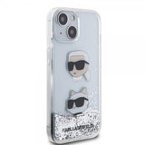Karl Lagerfeld iPhone 15 Skal Liquid Glitter Karl & Choupette Silver