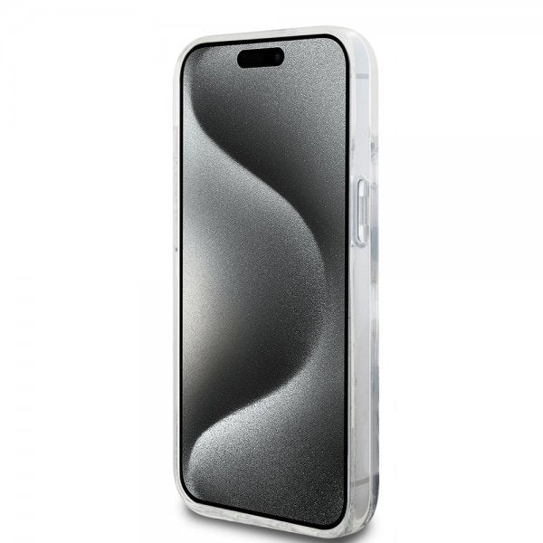 Karl Lagerfeld iPhone 15 Skal Liquid Glitter Karl & Choupette Silver