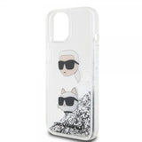 Karl Lagerfeld iPhone 15 Skal Liquid Glitter Karl & Choupette Silver