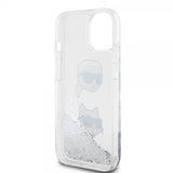 Karl Lagerfeld iPhone 15 Skal Liquid Glitter Karl & Choupette Silver