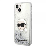 Karl Lagerfeld iPhone 15 Skal Liquid Glitter NFT Karl Silver