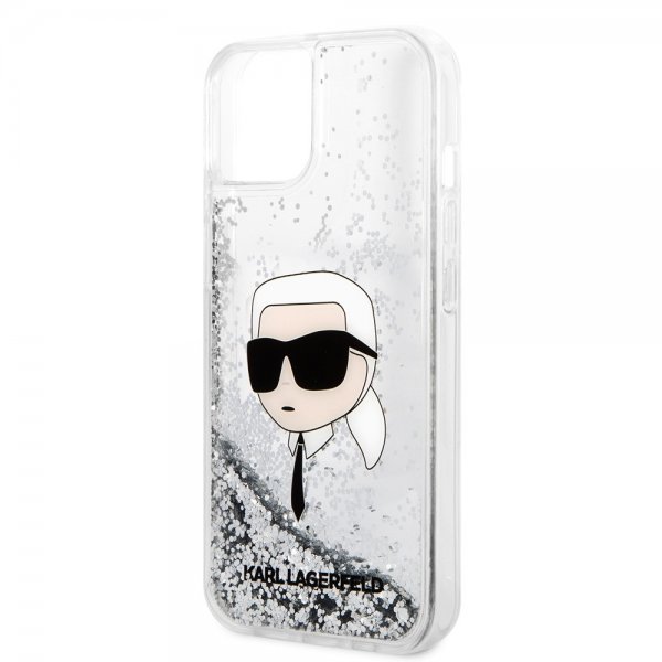 Karl Lagerfeld iPhone 15 Skal Liquid Glitter NFT Karl Silver