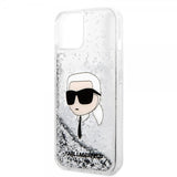 Karl Lagerfeld iPhone 15 Skal Liquid Glitter NFT Karl Silver