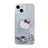 Hello Kitty iPhone 15 Skal Liquid Glitter Translucent