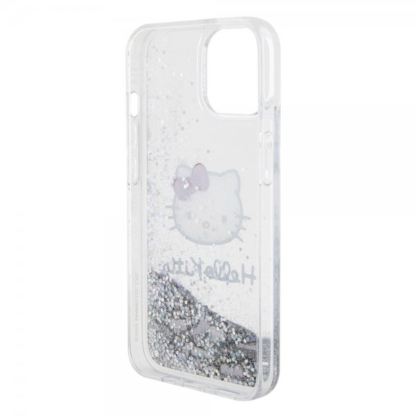 Hello Kitty iPhone 15 Skal Liquid Glitter Translucent