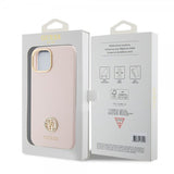 Guess iPhone 15 Skal Liquid Silicone Metal Logo Rosa