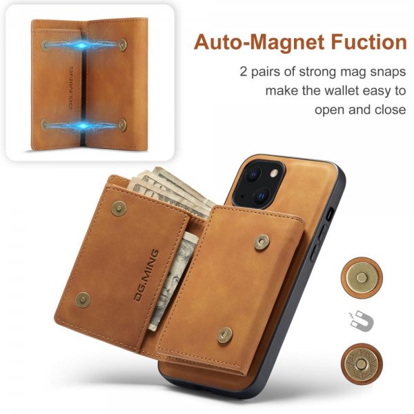 Dg.Ming iPhone 15 Skal M1 Series Löstagbar Korthållare Brun