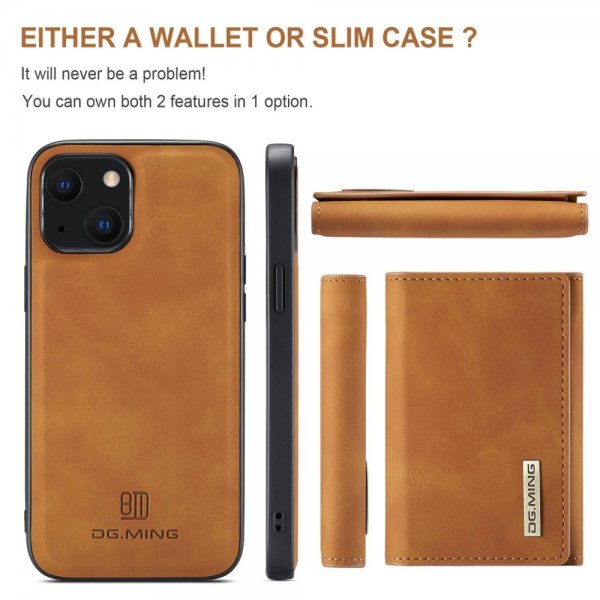 Dg.Ming iPhone 15 Skal M1 Series Löstagbar Korthållare Brun